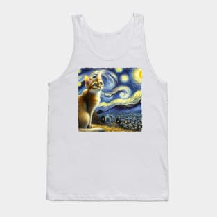 Singapura Starry Night Inspired - Artistic Cat Tank Top